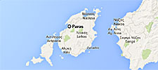 Karta över Paros.