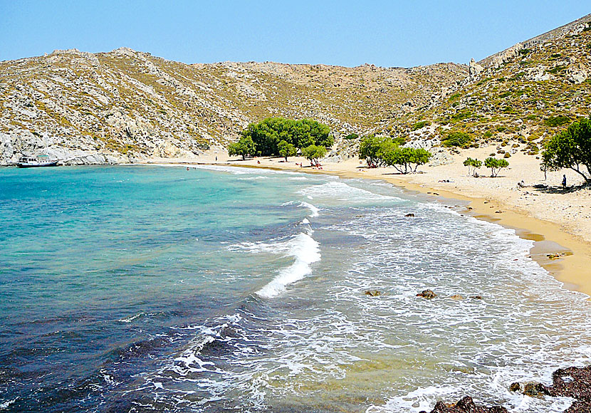 Psili Ammos beach på södra Patmos i Dodekaneserna.