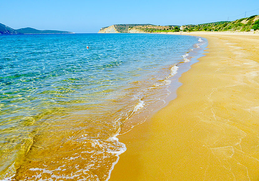 Lampes beach mellan Methoni och Finikounda på sydvästra Peloponnesos. 