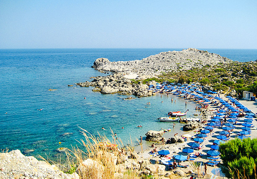 Ladiko beach på Rhodos ligger strax före Anthony Quinn beach.