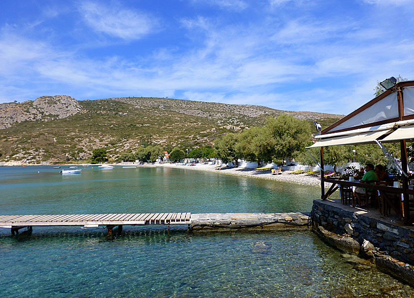 Klima beach och taverna på östra Samos.
