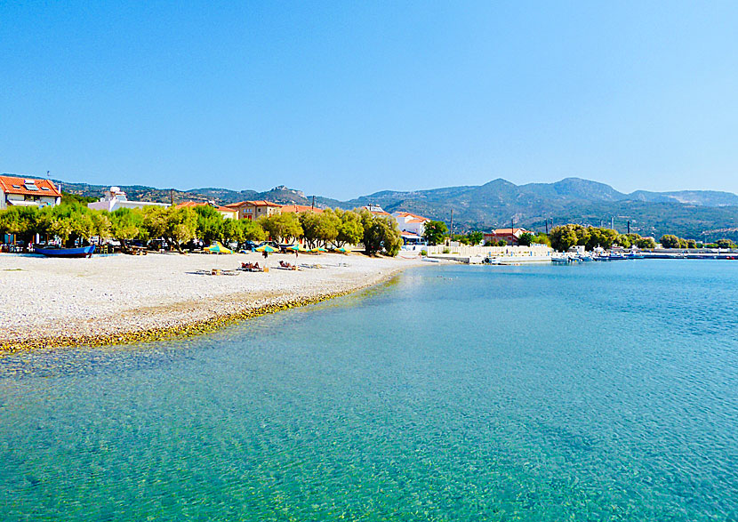 Stranden i Ormos på sydvästra Samos. 
