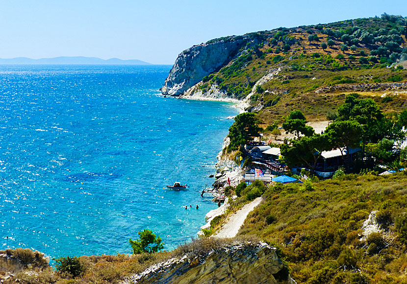 Pappa beach väster om Pythagorion på Samos