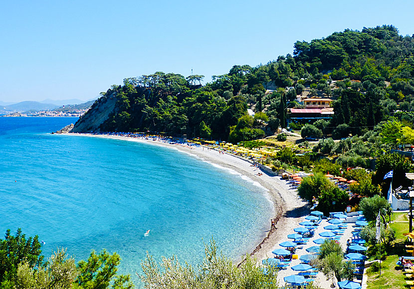 Tsamadou beach nära Kokkari på norra Samos.