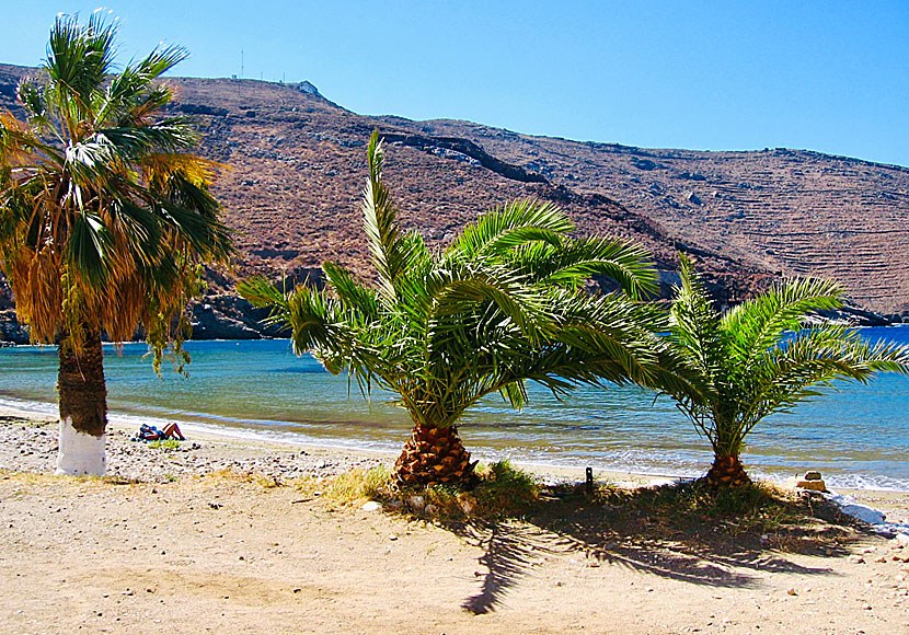 Megalo Livadi beach på på ön Serifos i Kykladerna. 