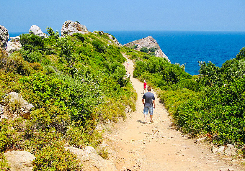 Vägen ner till Kastro på Skiathos.