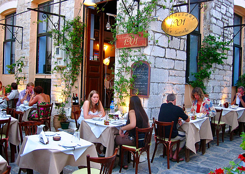 Restaurang 1901 i Skiathos stad.