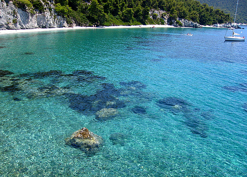 Skopelos bästa stränder.  Megalo Pefko beach.