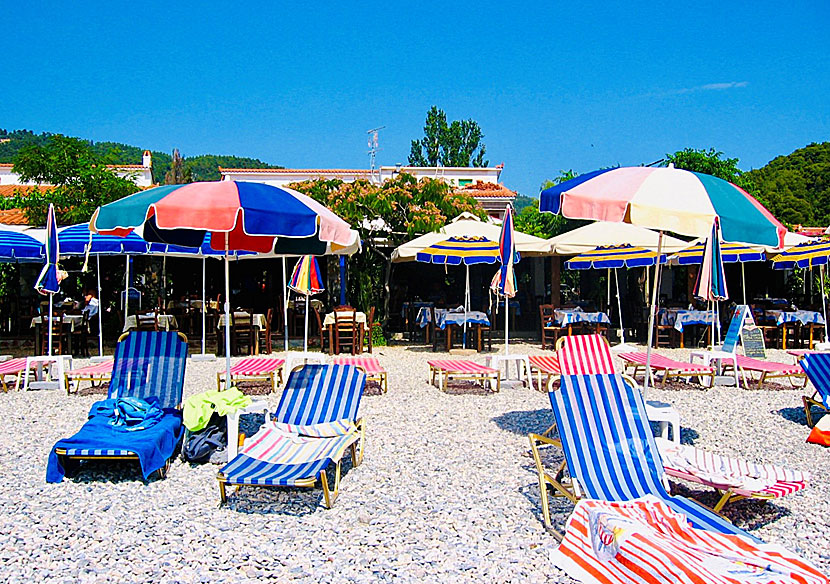 Bra tavernor och restauranger i Panormos på Skopelos.
