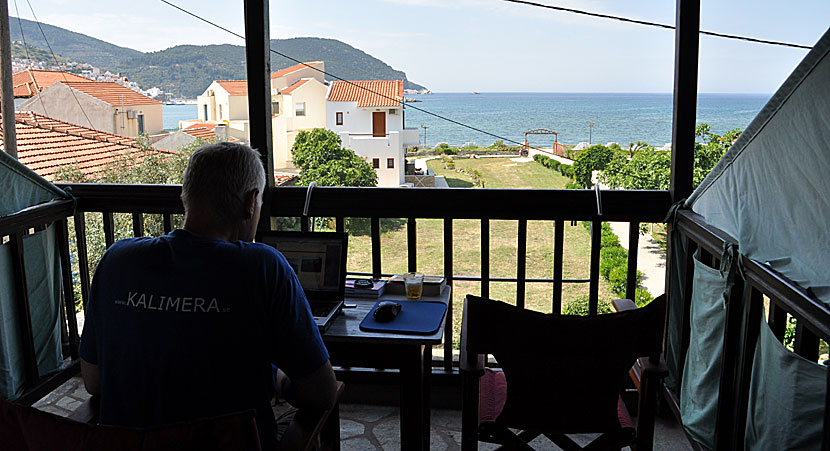 Utsikt från vår balkong på Del Sol på Skopelos.