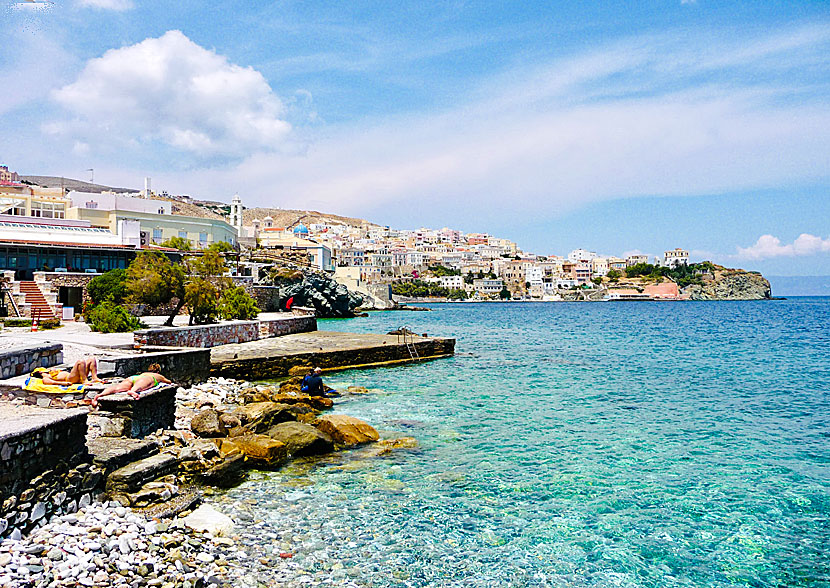 Syros bästa stränder. Ermoupolis beach.  