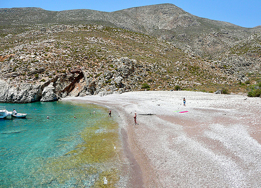 Tilos bästa stränder. Agios Sergios beach.