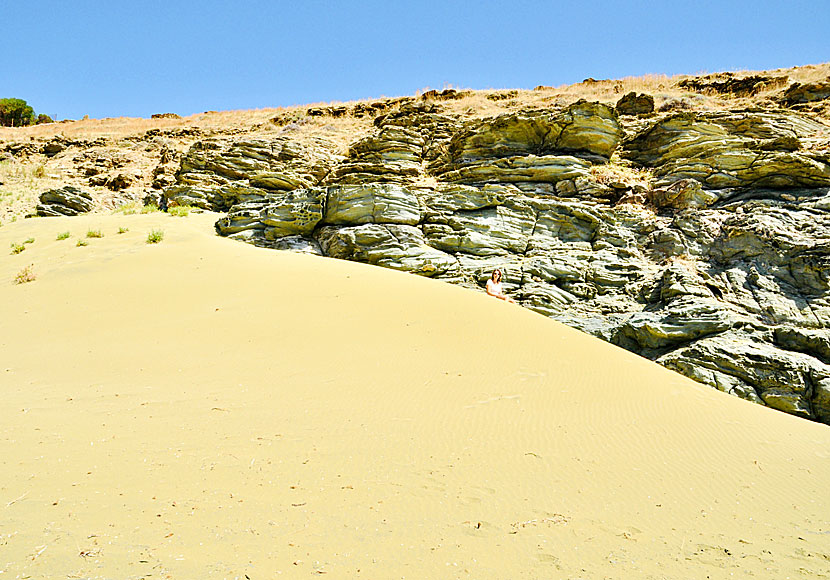 Pachia Amos beach på Tinos i Grekland. 