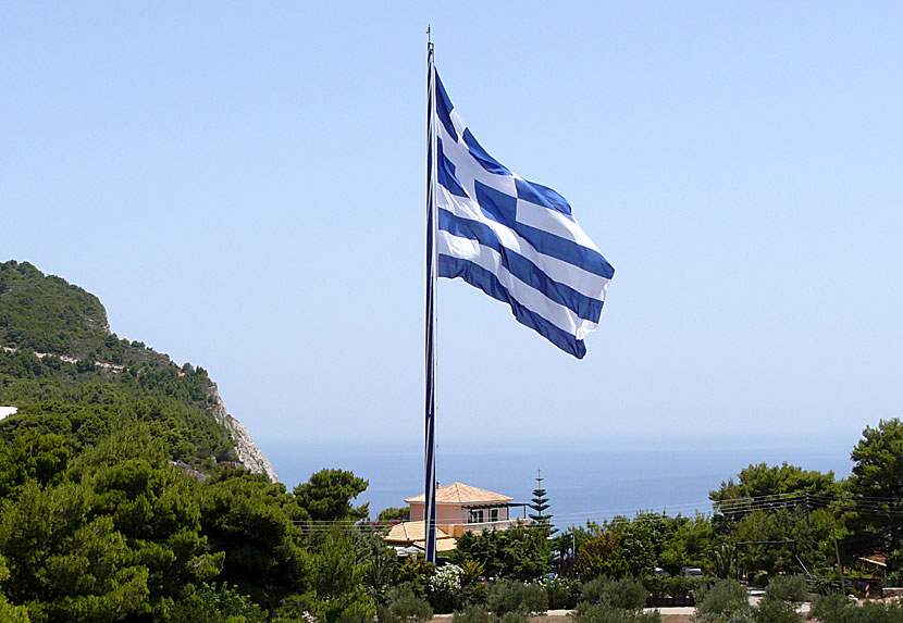 The biggest Greek flag in the world stands in Keri on Zakynthos in Greece. 