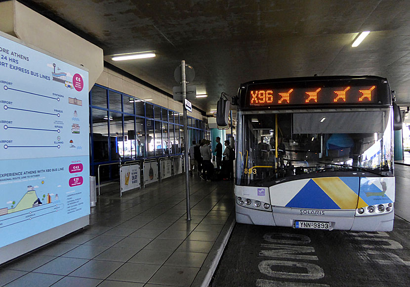 Buss X96 till Pireus från Atens flygplats.