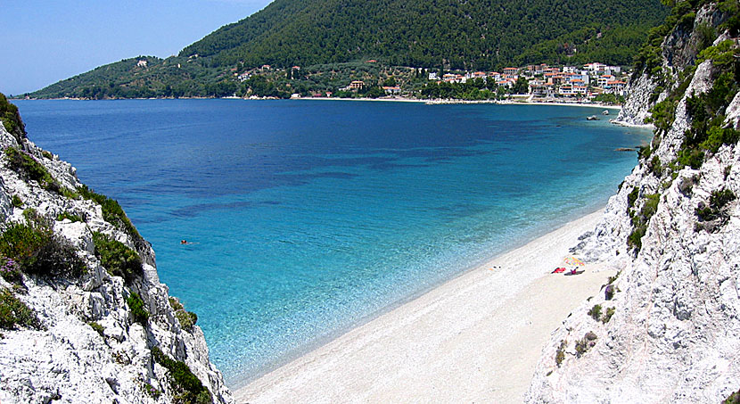 Fina stränder i Halkidiki och Skopelos i Grekland.