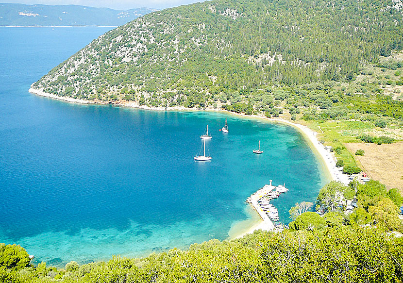 Polis beach på Ithaka varifrån det sägs att Odysseus lämnade Ithaka när han skulle åka till Troja.