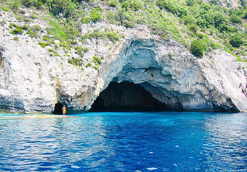 Blue Cave på Paxi (Paxos) i Grekland.