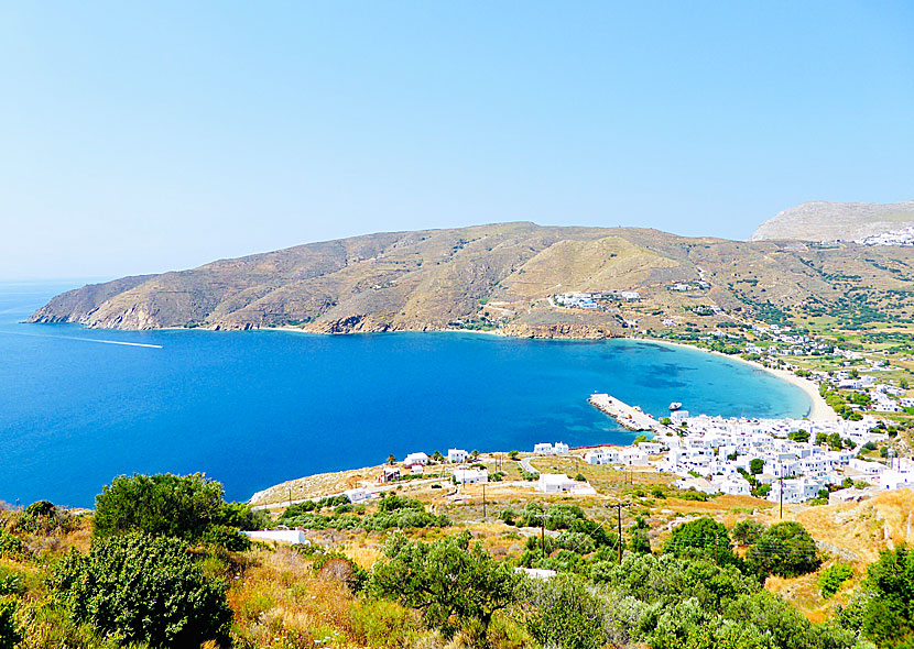 I Egiali, eller Aegiali, på norra Amorgos finns öns bästa sandstrand. 