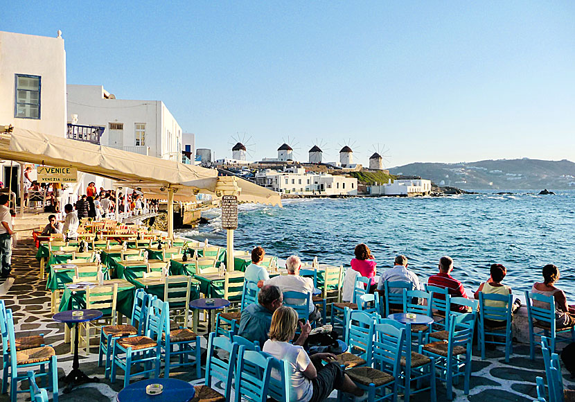 Lilla Venedig i Mykonos stad i Kykladerna.