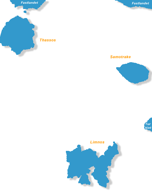 Karta över Norra Egeiska öarna i Grekland.