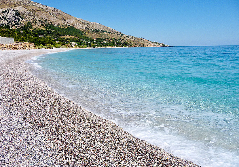 Giosonas beach är en av många fina oexploaterade stränder på ön Chios i Grekland.