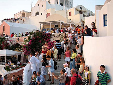 Solnedgång i Oia, Santorini.