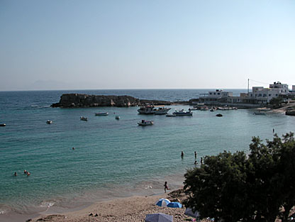 Utsikt från balkongen över Gialou Horafistranden.  Lefkos. Karpathos.