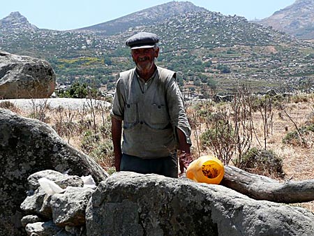 Oväntat möte i Volax på Tinos.