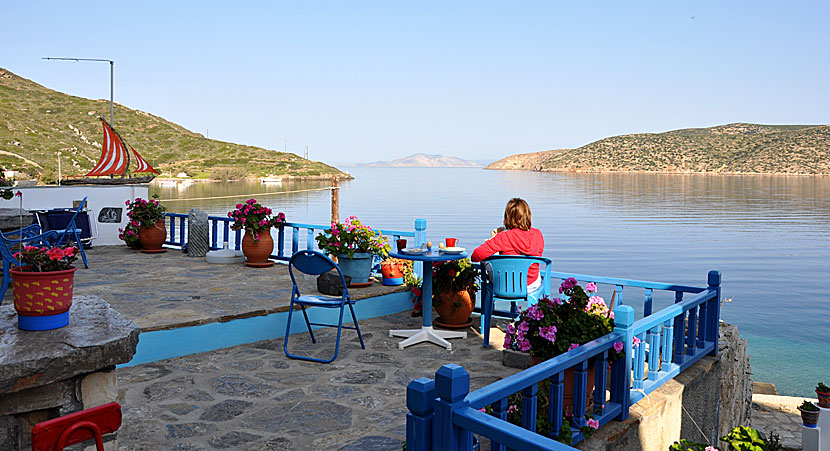 Balkong på Eleni on the  Beach i Katapola. Amorgos.