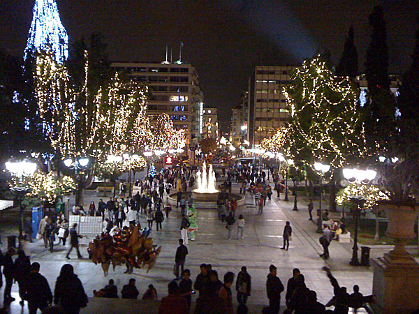 Julfirande på Syntagma i Aten .